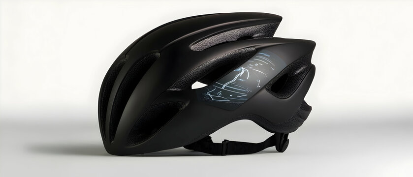 Black bicycle helmet with aerodynamic design