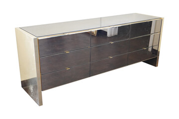 vintage suitcase isolated on white  Ello Chrome Dresser with Mirror and Bedside Chest 