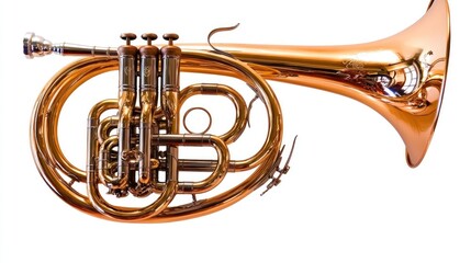 Obraz premium Brass instrument, musical horn, polished