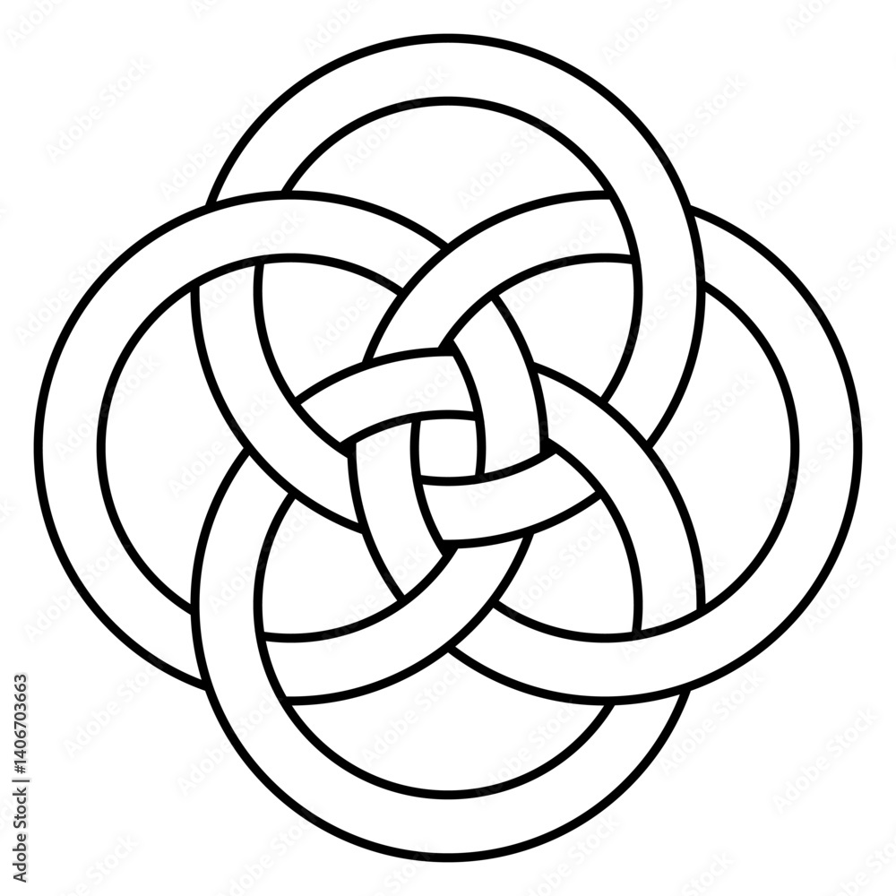 Poster interlocking rings knot, symbol of unity and eternity