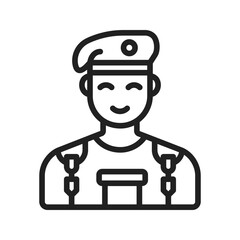 Soldier icon vector image. Suitable for mobile apps, web apps and print media.