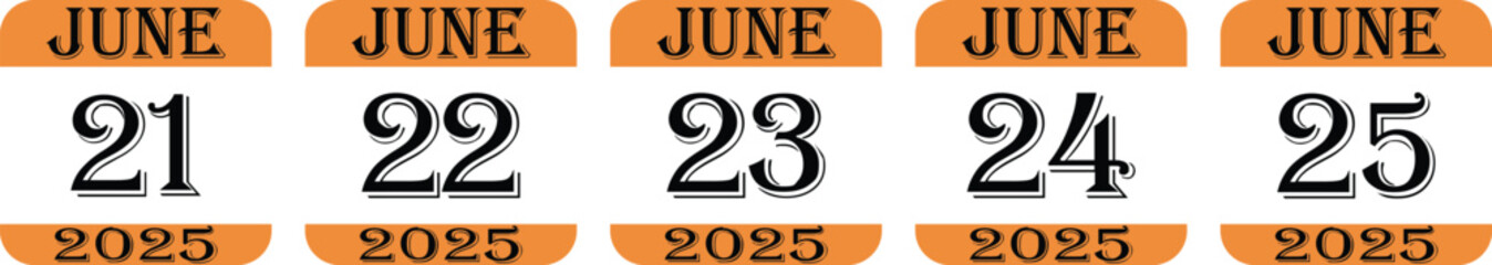 June calendar 2025 icon set.Calendar Event schedule date.calendar date icon on white background.Agenda plan, june month schedule calendar and Time planner.Meeting appointment time.