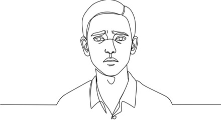 Sad young man expressing concern in a minimalist style mockup