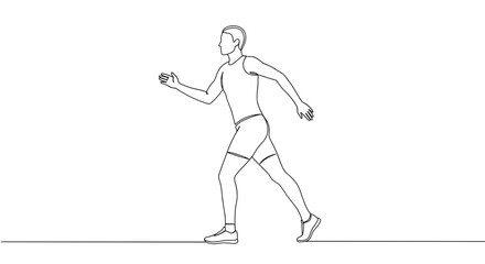 Running man in motion against a white background