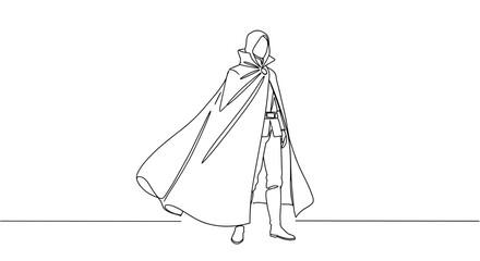 Fototapeta premium Character in cloak standing confidently against a minimalistic background
