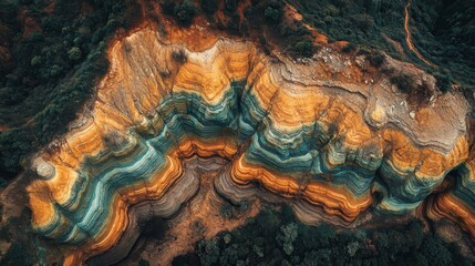 Obraz premium Aerial View of Colorful Rock Formation