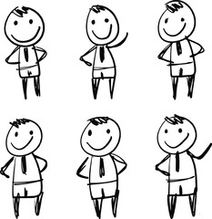 Stick man set figure stickman illustration character cartoon people hand drawn 