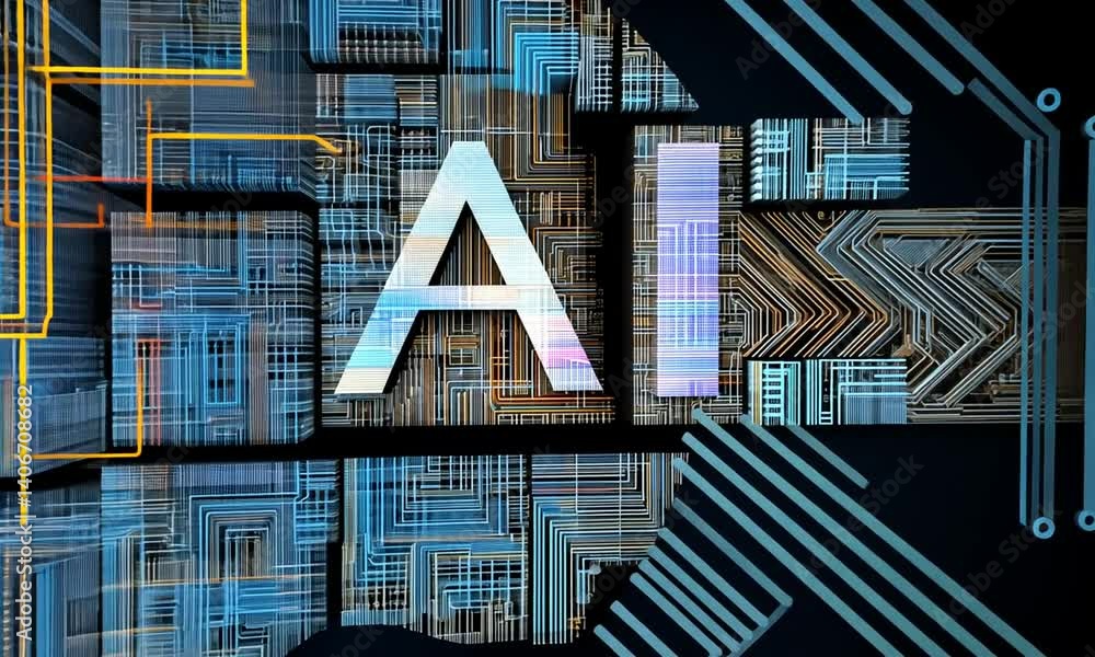 Poster abstract concept of artificial intelligence represented in digital pattern forming human head silhou