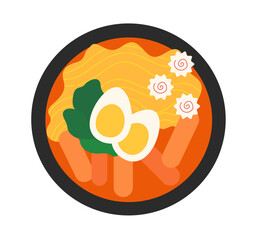 Korean food. Ramen. Asian cuisine. Vector flat illustration.