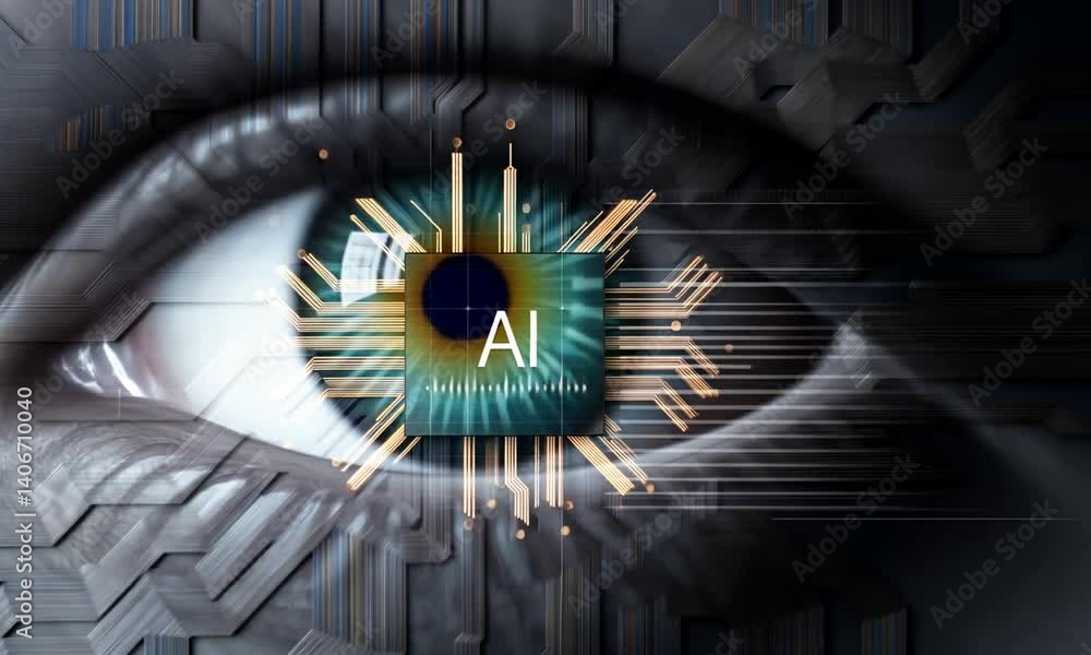 Aufkleber eye representation of artificial intelligence integration in technology and digital context with cir