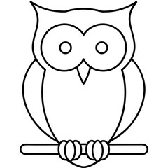 Owl Birds Line Art Drawing for Kids – Simple Outline Vector Illustration for Educational Design