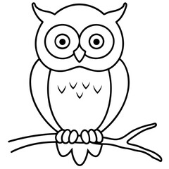 Owl Birds Line Art Drawing for Kids – Simple Outline Vector Illustration for Educational Design