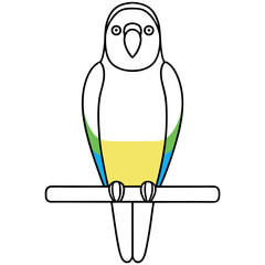 Parrot Birds Line Art Drawing for Kids – Simple Outline Vector Illustration for Educational Design