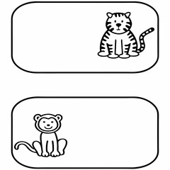Tiger and Monkey Animal Line Art Drawing for Kids – Simple Outline Vector Illustration for Educational Design