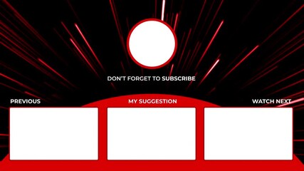 Outro Template for Youtube Channel. Thanks for Watching. Youtube End screen. Don't forget to subscribe. Modern and minimalist Red theme