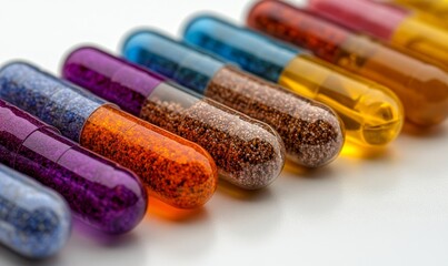 Assorted multivitamin supplements and colorful vitamin capsules arranged neatly, symbolizing a health-conscious lifestyle and nutritional support