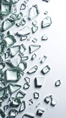 Scattered Glass Shards with Reflections on White Background Minimalist Style