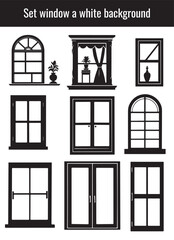 Set silhouette window set isolated collection