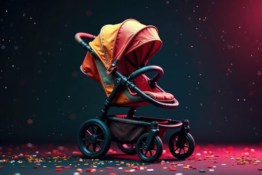 Bold, graphic stroller prints in black and white , clean pattern, baby room