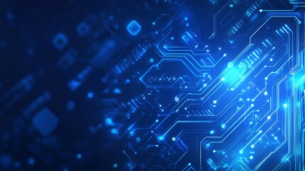 Abstract Blue Glowing Circuit Board Technology Background