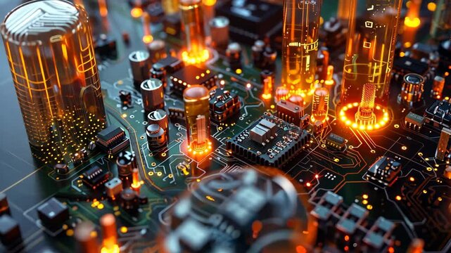 nanotechnology is applied in electronics. Engineering boards glow