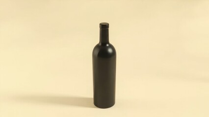 Elegant black wine-style bottle with cap on neutral background