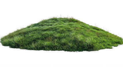 Hilltop Covered in Green Grass Realistic Illustration Transparent Background