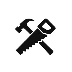 Hammer Saw Logo Geometric Style Flat Design