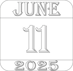 June calendar 2025 line art icon .Calendar Event schedule date.calendar date icon on white background.Agenda plan, june month schedule calendar and Time planner.Meeting appointment time.