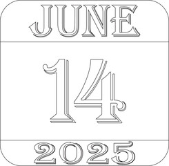June calendar 2025 line art icon .Calendar Event schedule date.calendar date icon on white background.Agenda plan, june month schedule calendar and Time planner.Meeting appointment time.