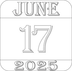 June calendar 2025 line art icon .Calendar Event schedule date.calendar date icon on white background.Agenda plan, june month schedule calendar and Time planner.Meeting appointment time.