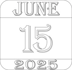 June calendar 2025 line art icon .Calendar Event schedule date.calendar date icon on white background.Agenda plan, june month schedule calendar and Time planner.Meeting appointment time.