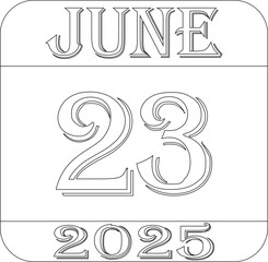 June calendar 2025 line art icon .Calendar Event schedule date.calendar date icon on white background.Agenda plan, june month schedule calendar and Time planner.Meeting appointment time.