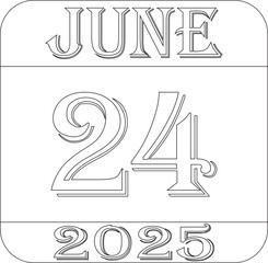 June calendar 2025 line art icon .Calendar Event schedule date.calendar date icon on white background.Agenda plan, june month schedule calendar and Time planner.Meeting appointment time.