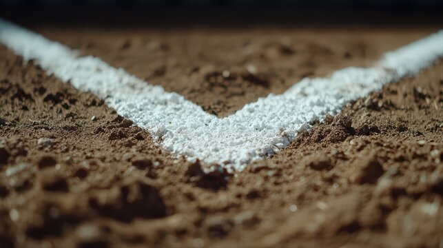 Close view of softball field baseline with chalk - Powered by Adobe