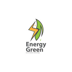 Renewable logo with green energy saving icon design. Electrically charged leaf design concept and electrical plug sign. Sustainable logo design