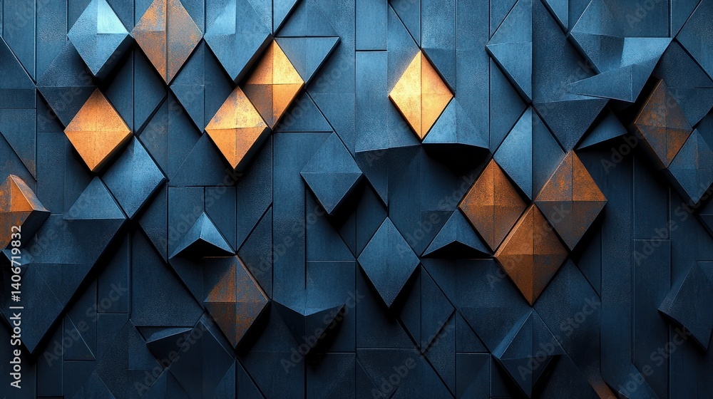 Poster 3d futuristic polygonal pattern background – abstract geometric modern wall design for digital space