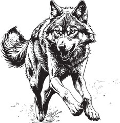 wolf vector illustration, jumping wolf