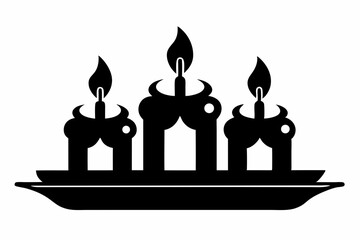 decorative tray candles silhouette vector illustration