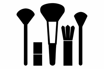 makeup brush set silhouette vector illustration