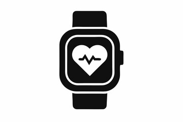 smartwatch heart rate icon silhouette vector illustration