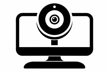 webcam monitor silhouette vector illustration