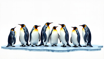 Obraz premium Group of penguins standing on ice 