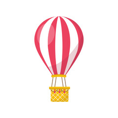Hot air balloon travel on white background.