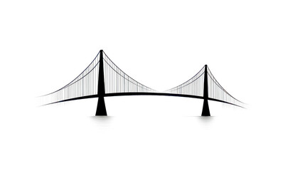 Minimalist suspension bridge connecting two sides over white background