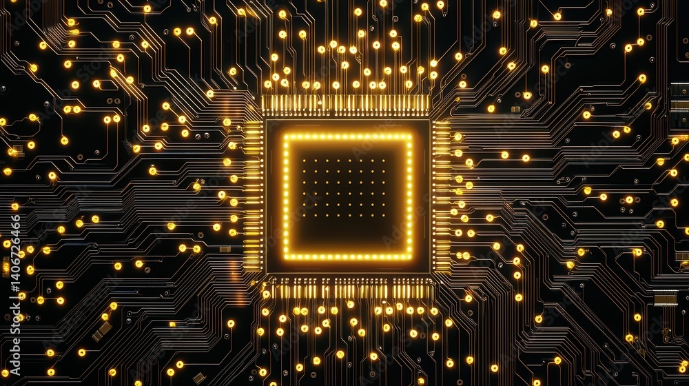 Poster illuminated microchip with circuit board design