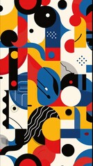Vibrant abstract shapes pattern design, dynamic composition