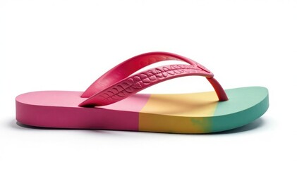 Close-up of a single flip-flop isolated on white background, image, design element