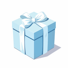 Obraz premium Elegant pastel blue gift box with white ribbon, thoughtful surprise