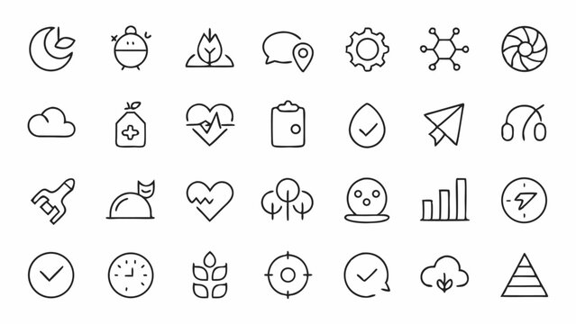 Explore slow living with this elegant outline icon set created in a modern linear style ideal for mindfulness apps digital detox programs and peace focused digital platforms - Powered by Adobe